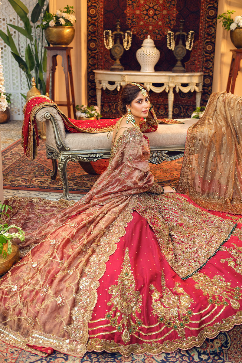 Sajal Ali Classical Red Bridal Dress | 70% OFF