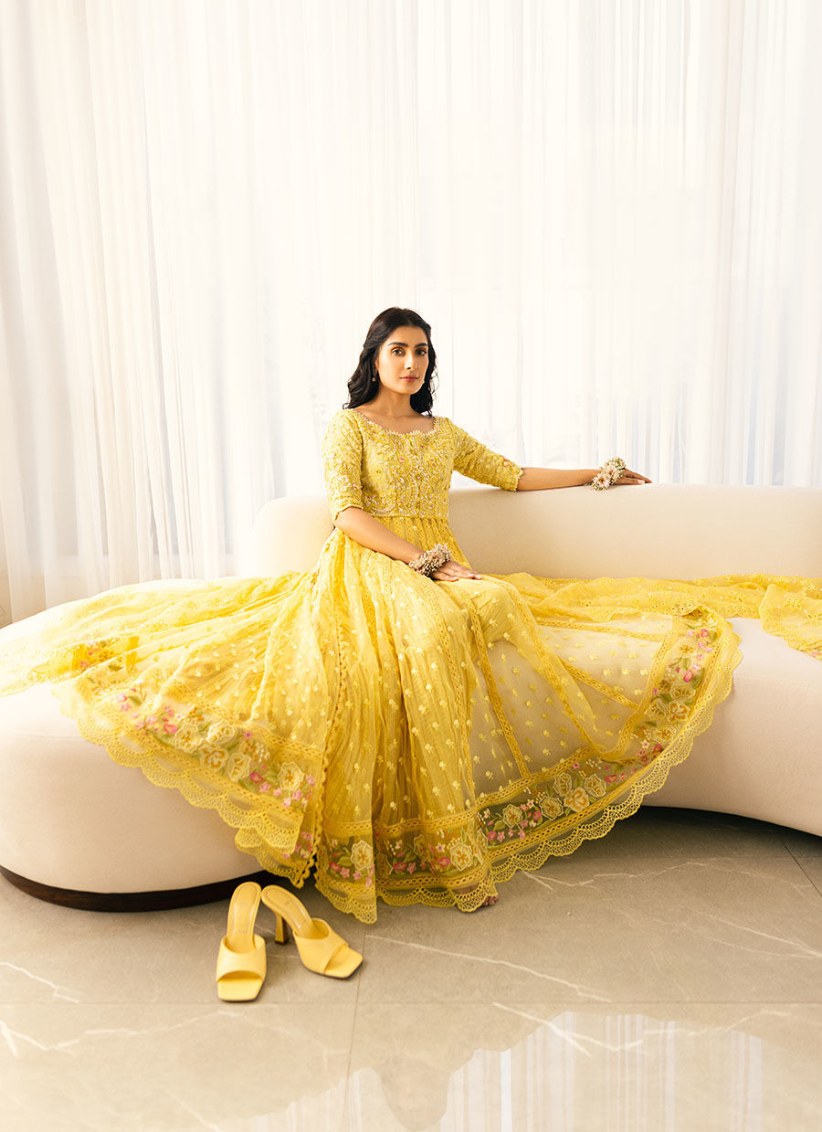 Ayeza Khan Sunshine Yellow Maxi - 75% OFF