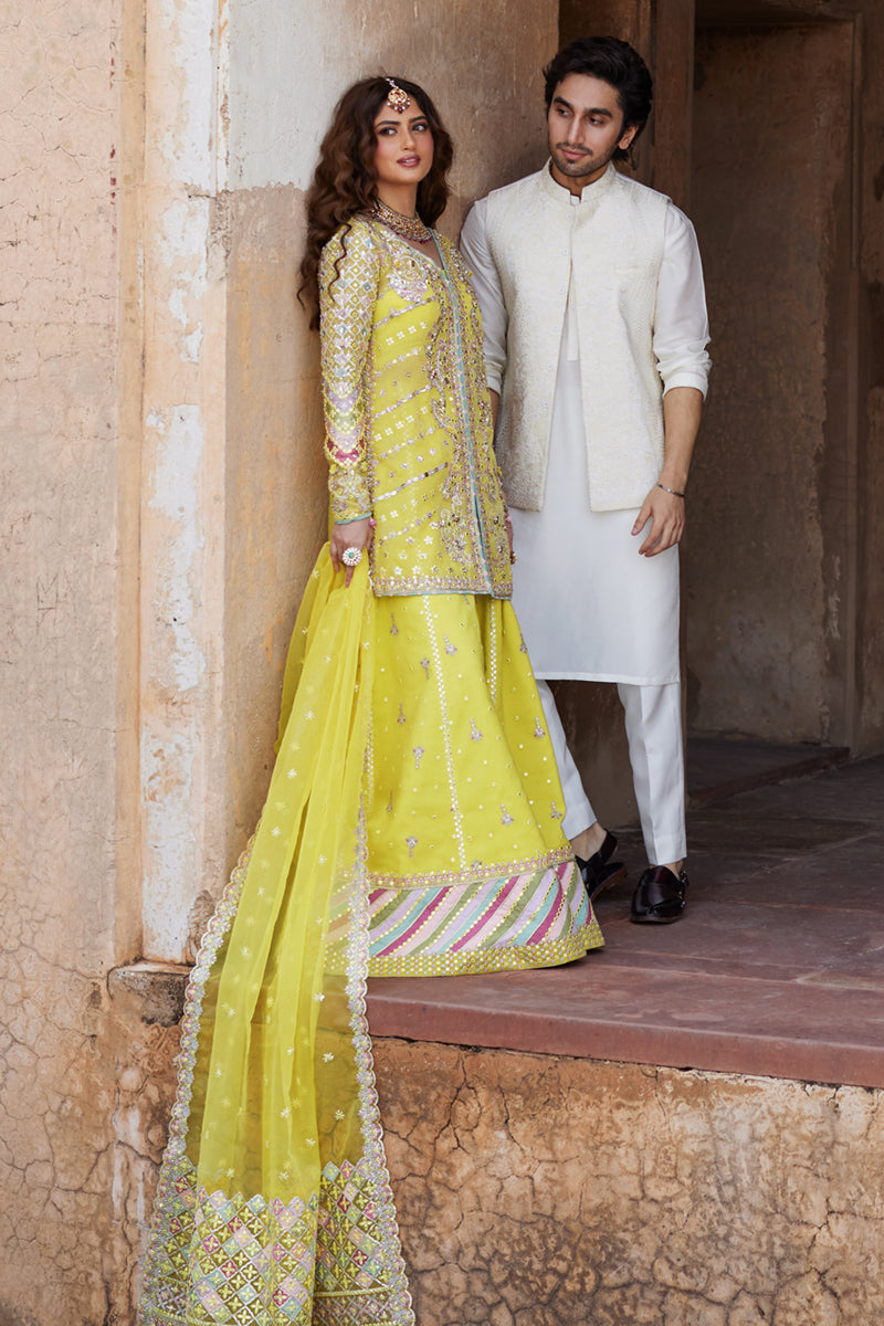 Sajal Ali - Shadmani Shirt ghagra with Dupatta - COD | 50% OFF