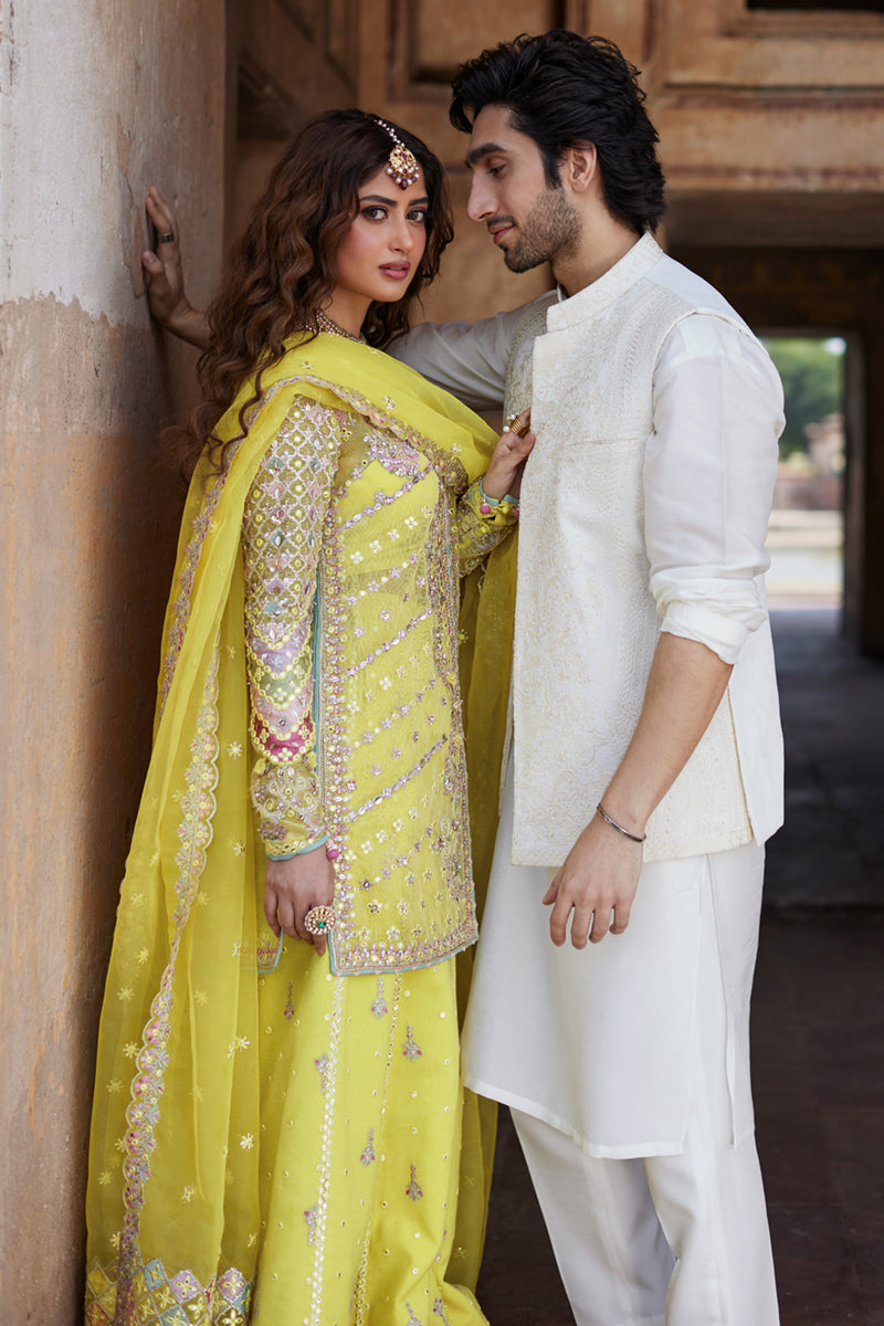 Sajal Ali - Shadmani Shirt ghagra with Dupatta - COD | 50% OFF