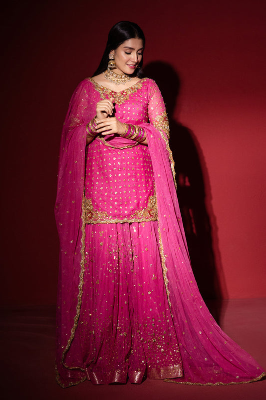 Ayeza Khan - Embroidered Heritage Pink Lehenga | 75% OFF