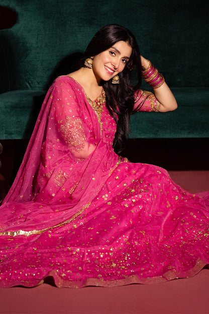 Ayeza Khan - Embroidered Heritage Pink Lehenga | 62% OFF