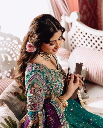 Sajal Ali Sea Green Kalidaar Lehenga with Dupatta | 65% OFF