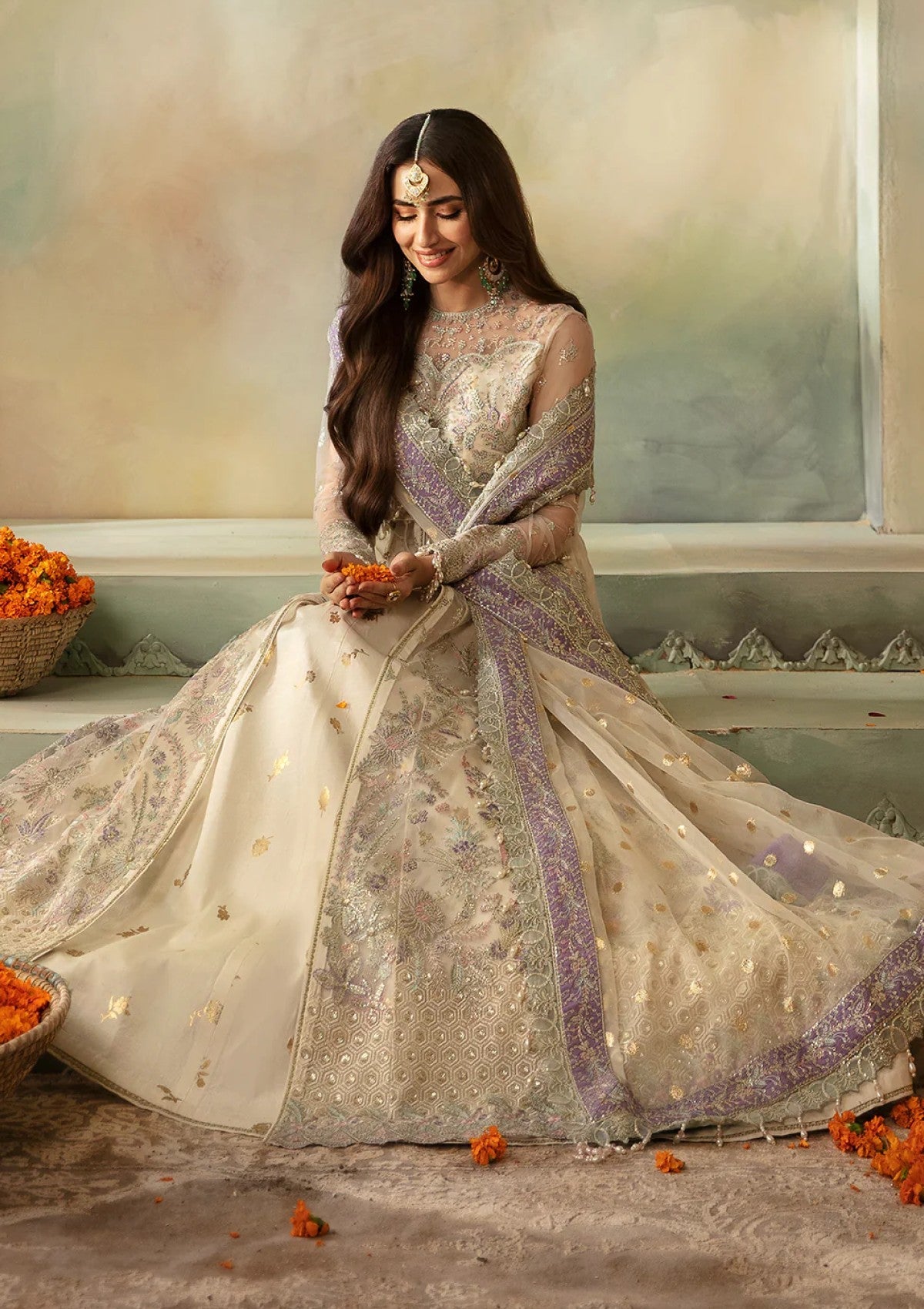 Sana Javed - Gita Shirt, Lehenga with Dupatta - COD | 50% OFF
