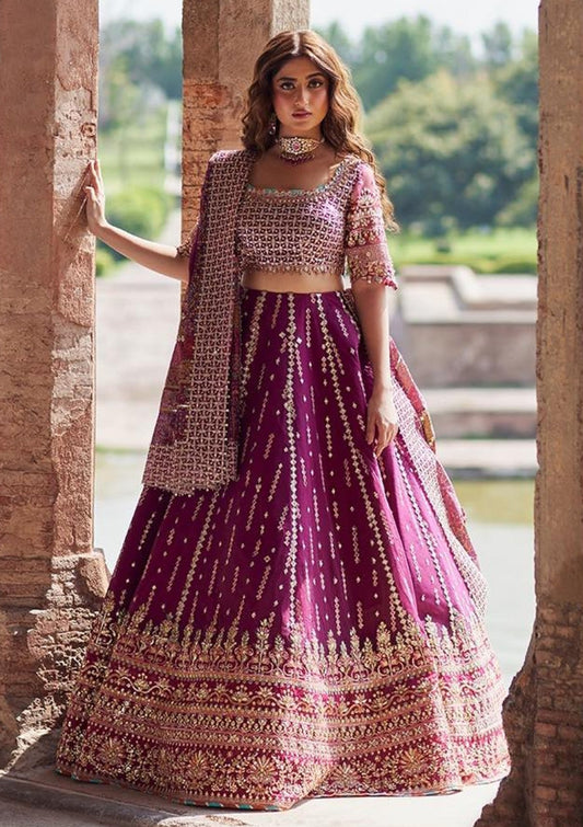 Sajal Ali - Magenta Lehenga, Choli with Dupatta - COD | 50% OFF