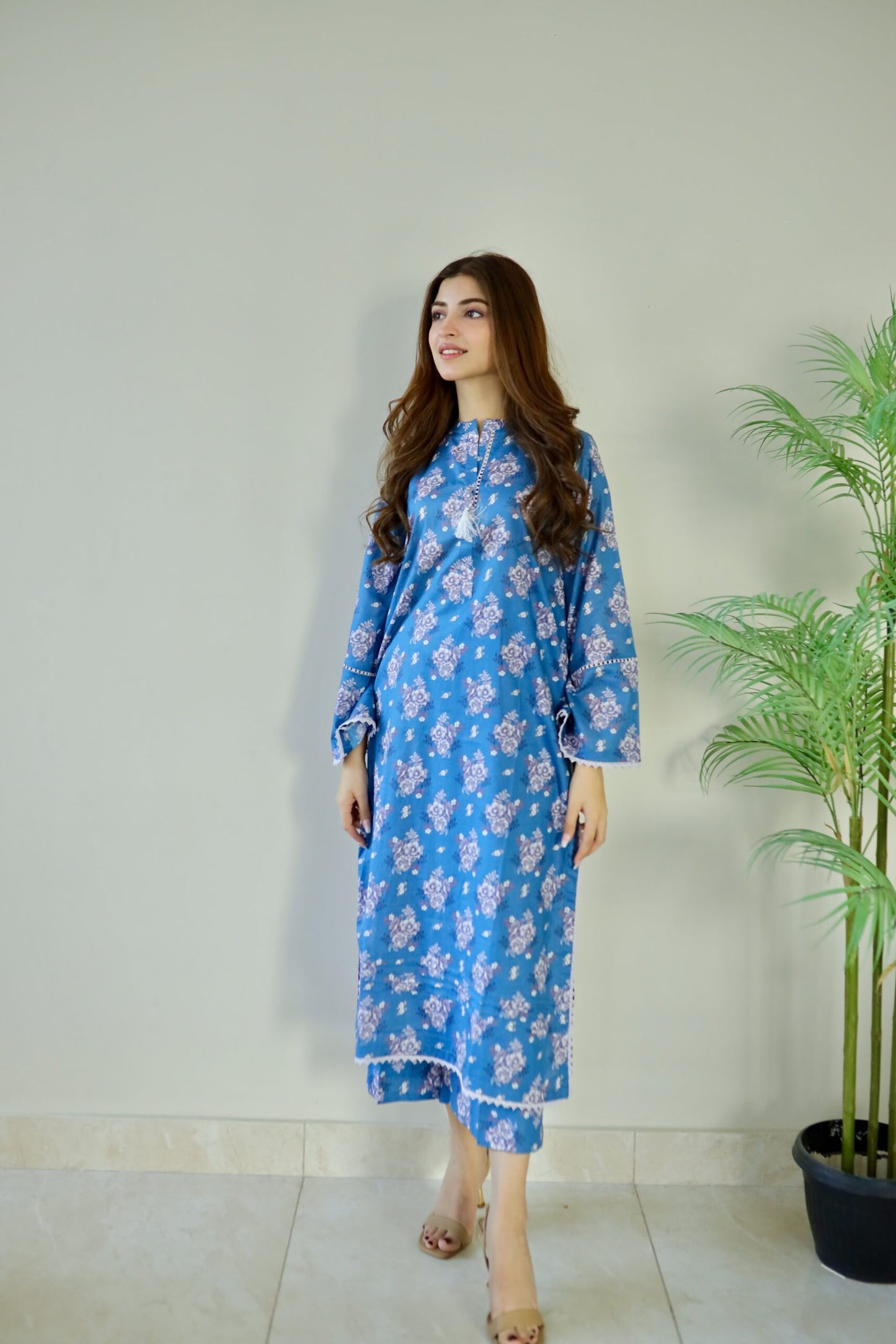 Kinza Hashmi - Blue shade Shirtand Trouser - COD | 30% OFF