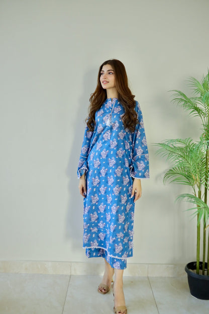 Kinza Hashmi - Blue shade Shirtand Trouser - COD | 30% OFF