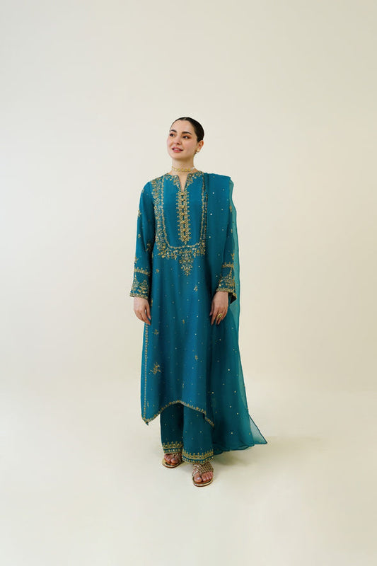 Hania Aamir - Larra Long Shirt, Pants and Dupatta set | 50% OFF