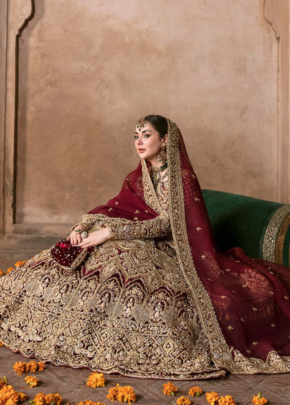 Hania Aamir Maroon Bridal Gown | 75% OFF