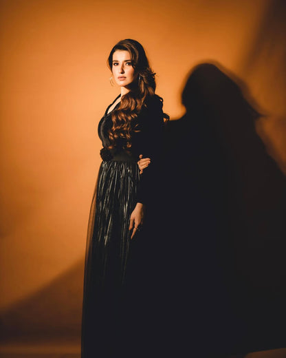 Hareem Farooq - Black velvet Maxi | 50% OFF