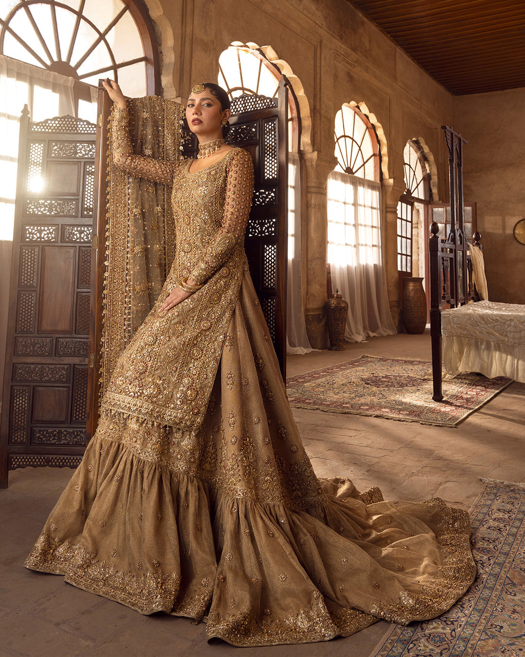 Mahira Khan -  Golden Bridal | FLAT 60% OFF