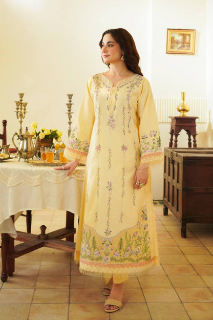 Hania Aamir - EMBROIDERED TUSCAN CREAM | 50% OFF | Stitched