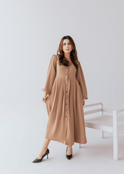 Momina Iqbal Beige Brownie Maxi - COD | 20% OFF