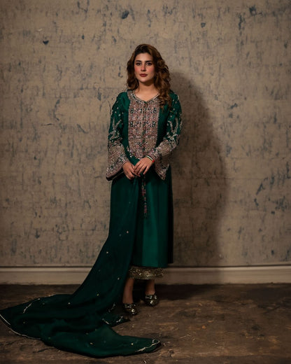 Kubra Khan - Mint Shirt, Trouser and Dupatta set | 50% OFF