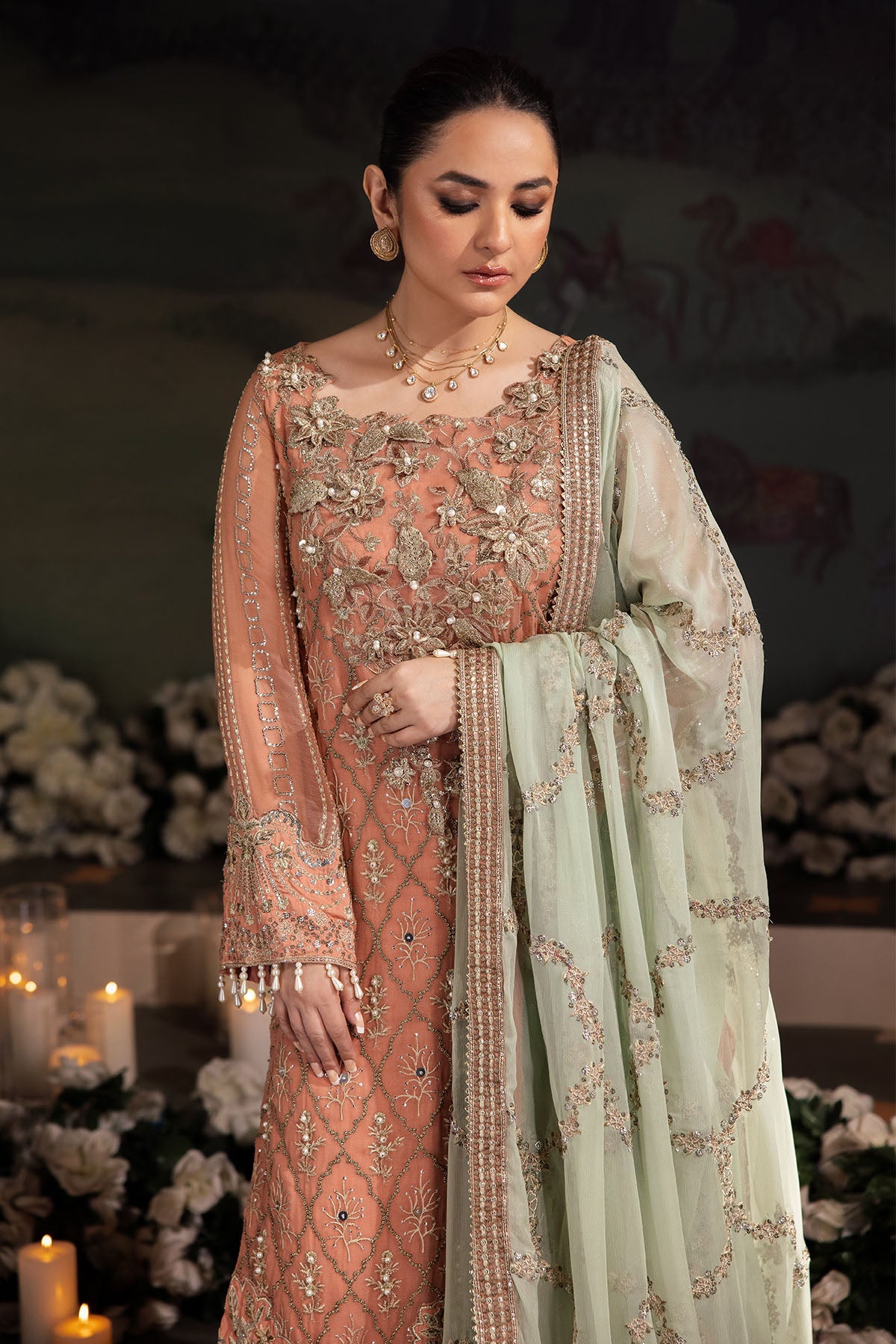 Yumna Zaidi - Mehar Shirt, Trouser and Dupatta Set | 40% OFF