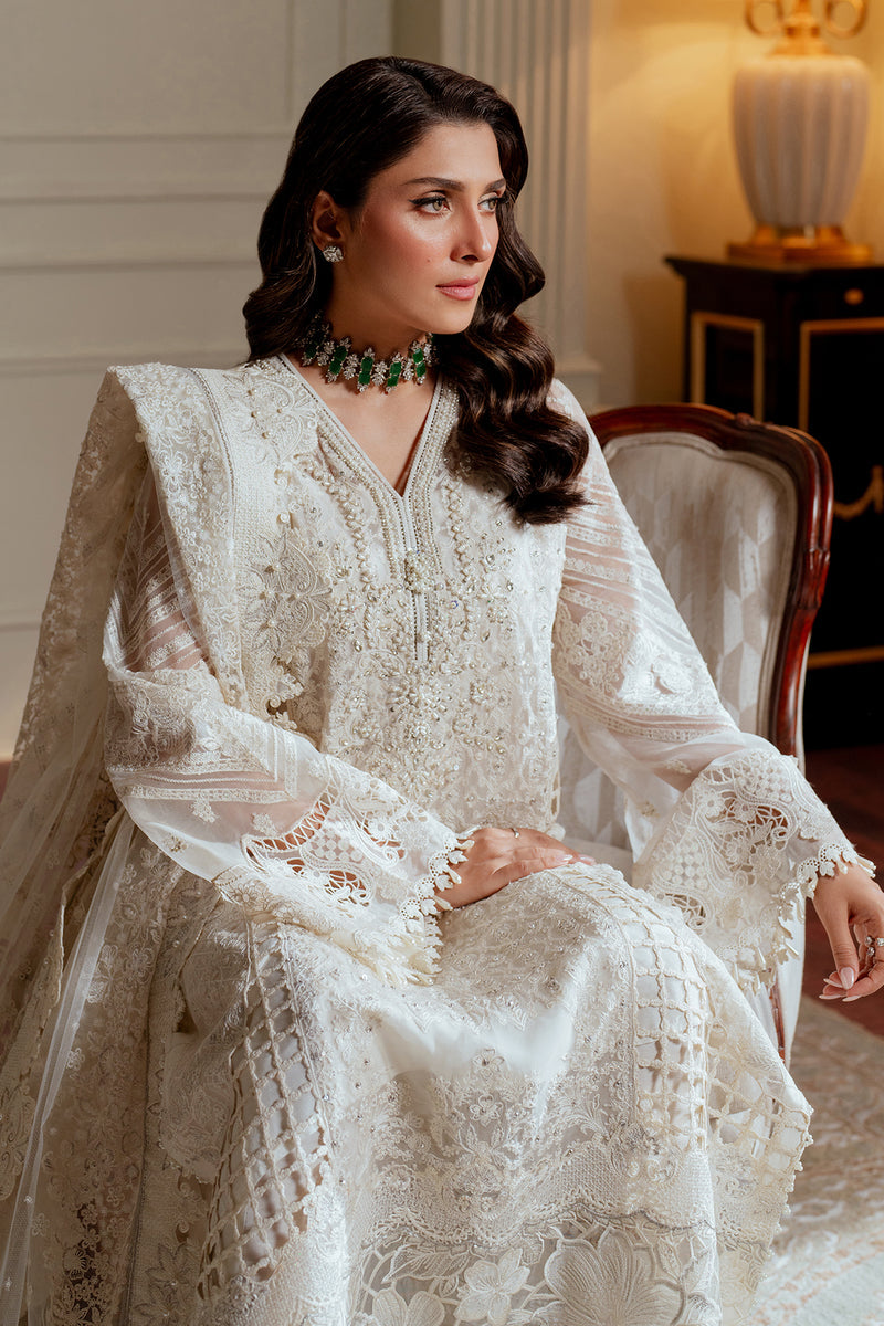 Ayeza Khan - Embroidered Glaze Shirt, Trouser and Dupatta set | 40% OFF