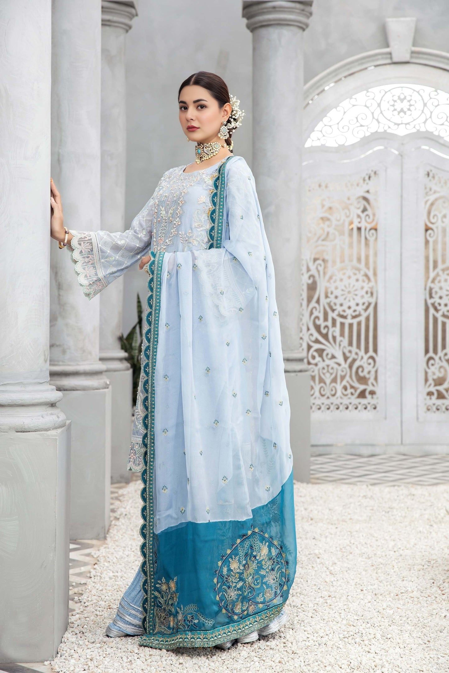 Hania Aamir SKYBLUE Sharara Kameez | 60% OFF