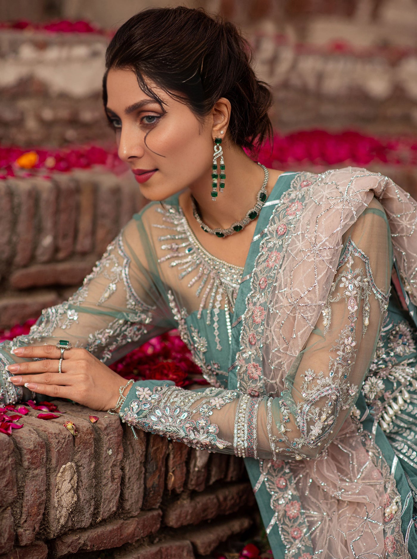 Luxury Eid Party Wear Turquoise | 60% OFF