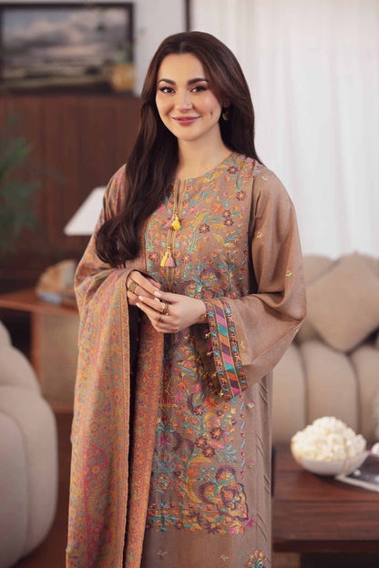 Hania Aamir - Brown Long Shirt, Pants and Dupatta set | 50% OFF