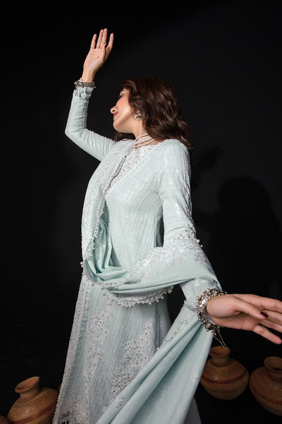 Maya Ali -  Light Blue Shirt, Flapper and Dupatta Outfit | 50% OFF