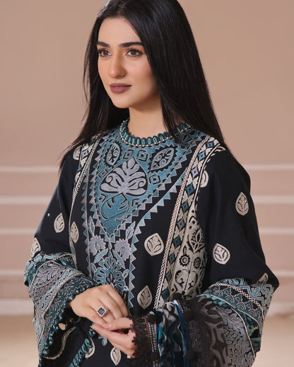 Sarah Khan - Cloe Black Long Shirt, Trouser and Duaptta set | 30% OFF