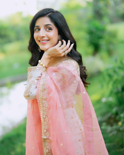 Mawra Hocane - Pinkish Maxi and Dupatta set | 60% OFF