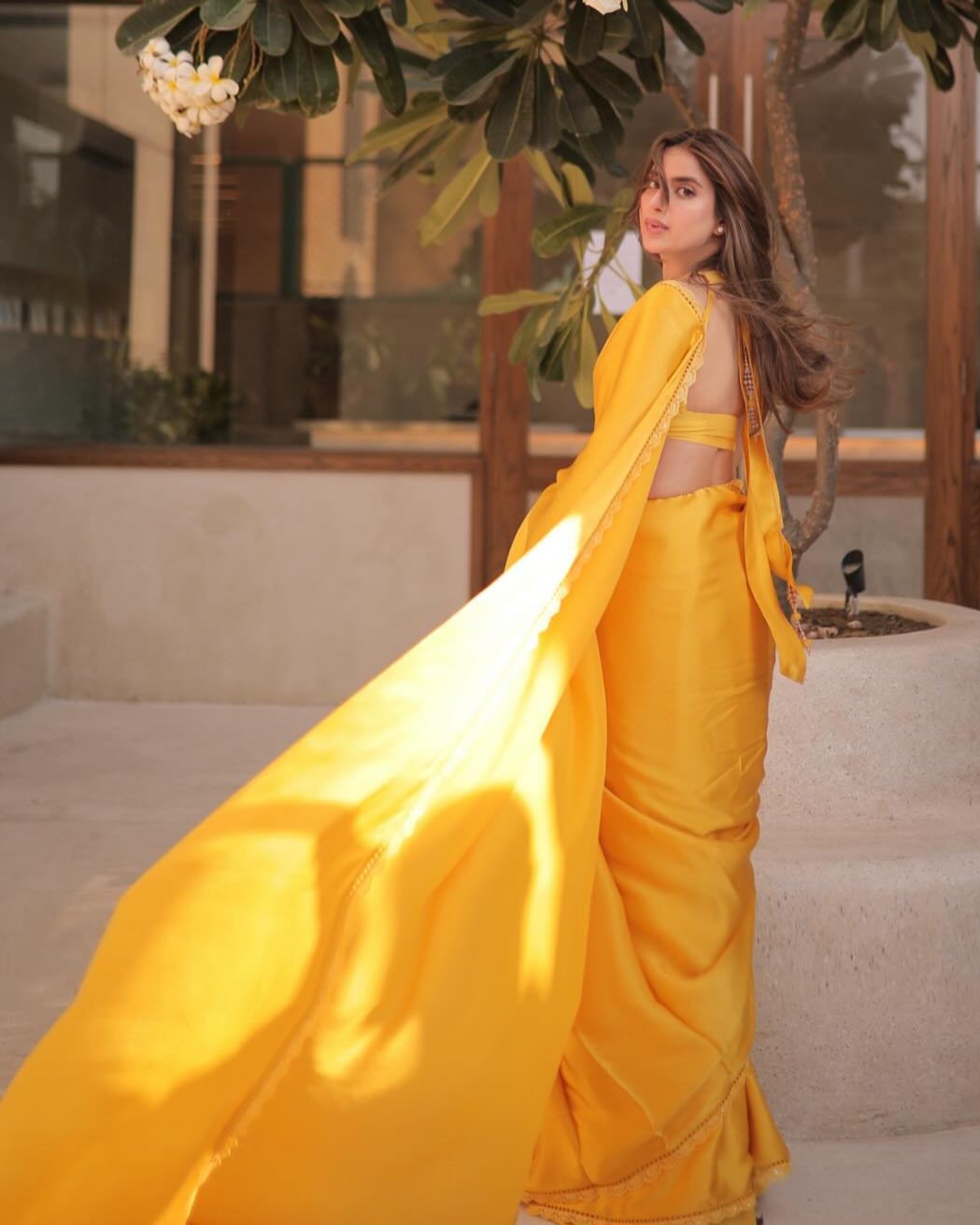 Saboor Ali Luxury Yellow Sari | 50% OFF