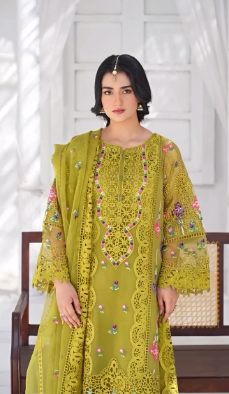 Sarah Khan - Classic Yellow Long Shirt, Trouser and Duaptta set | 45% OFF