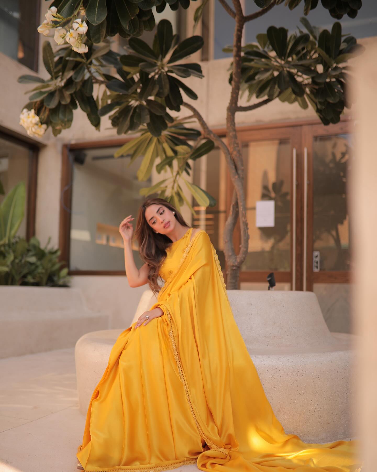 Saboor Ali Luxury Yellow Sari | 50% OFF