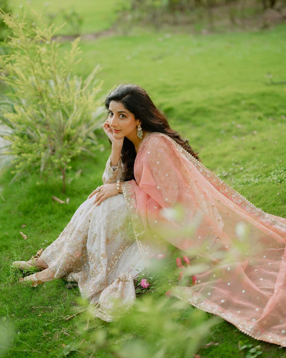 Mawra Hocane - Pinkish Maxi and Dupatta set | 60% OFF