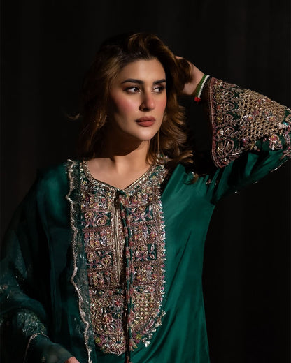 Kubra Khan - Mint Shirt, Trouser and Dupatta set | 50% OFF