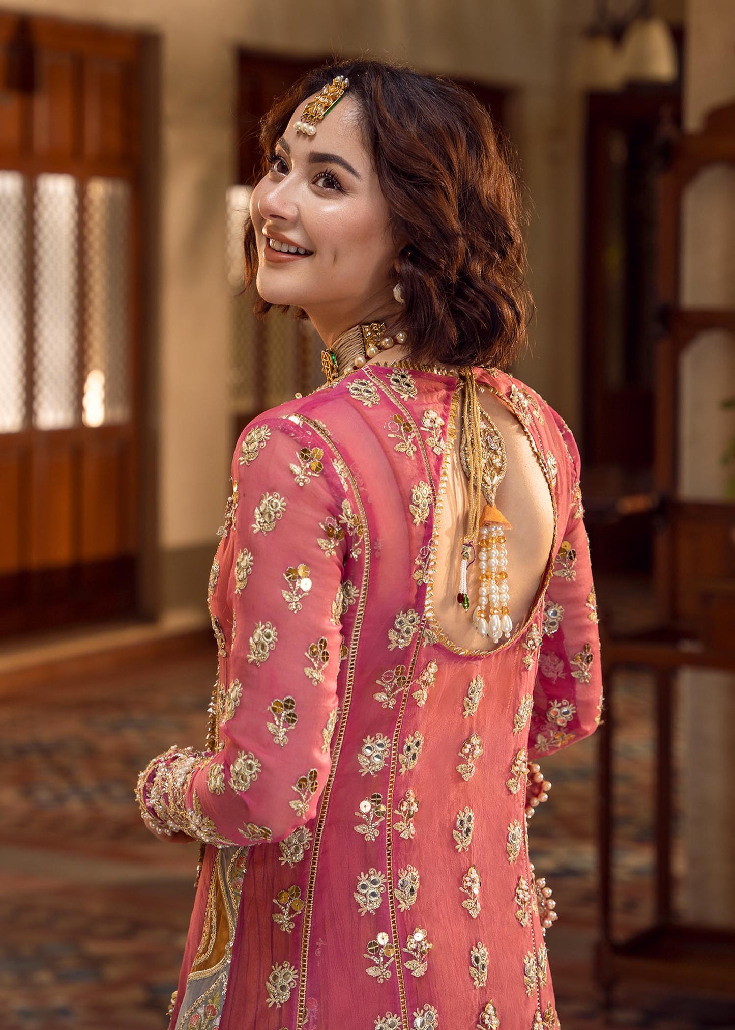 Hania Aamir - Mehendi Galore Long Shirt, Trouser and Dupatta set | 40% OFF