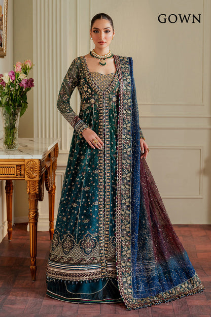 Aroob Jatoi - Embroidered Navy Maxi, Lehenga with Dupatta | 55% OFF