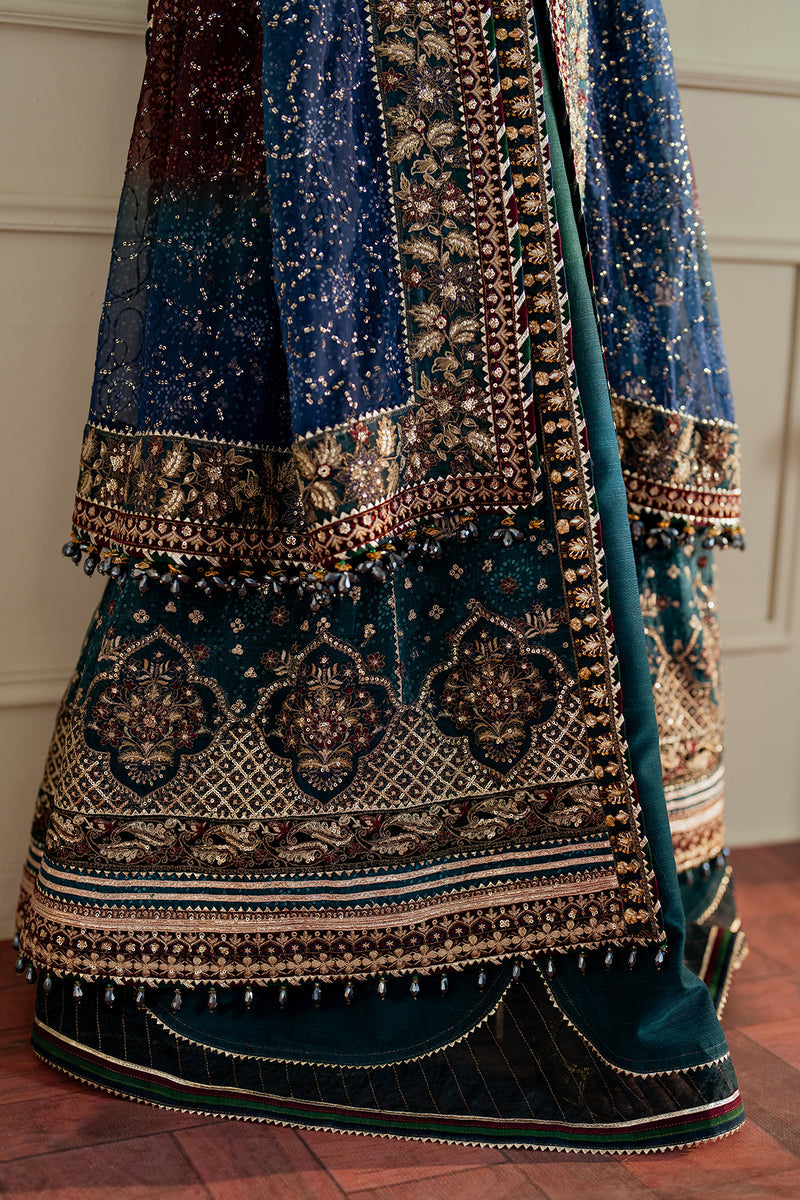 Aroob Jatoi - Embroidered Navy Maxi, Lehenga with Dupatta | 55% OFF