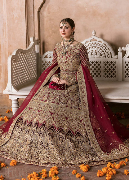 Hania Aamir Maroon Bridal Gown | 75% OFF