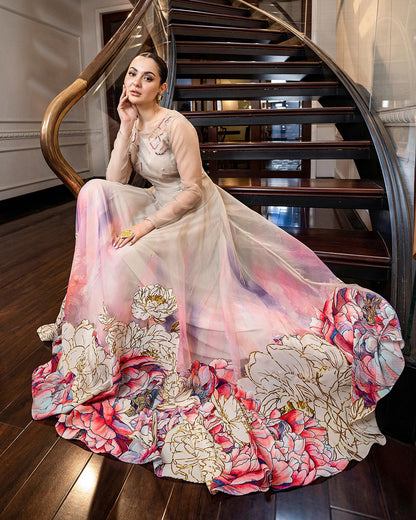 Hania Aamir - Floral Crop Top & Skirt Set | 58% OFF