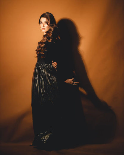 Hareem Farooq - Black velvet Maxi | 50% OFF