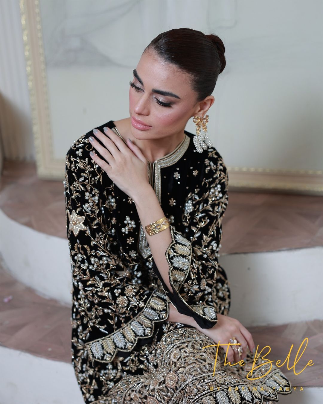 Sadaf Kanwal - Black Raw Zari Shirt and Trouser | 50%OFF