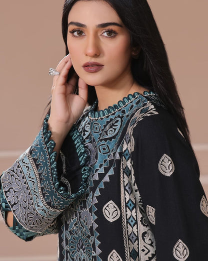 Sarah Khan - Cloe Black Long Shirt, Trouser and Duaptta set | 30% OFF