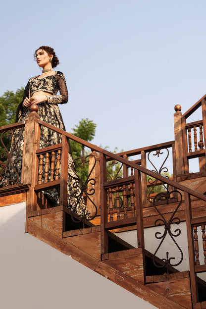 Hira Faisal -  Noor Jahan Crop Top, Skirt and Dupatta | 60% OFF