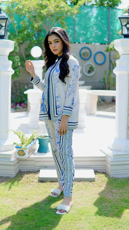 Laiba Khan - Cyan Shirt and Trouser - COD | 20% OFF