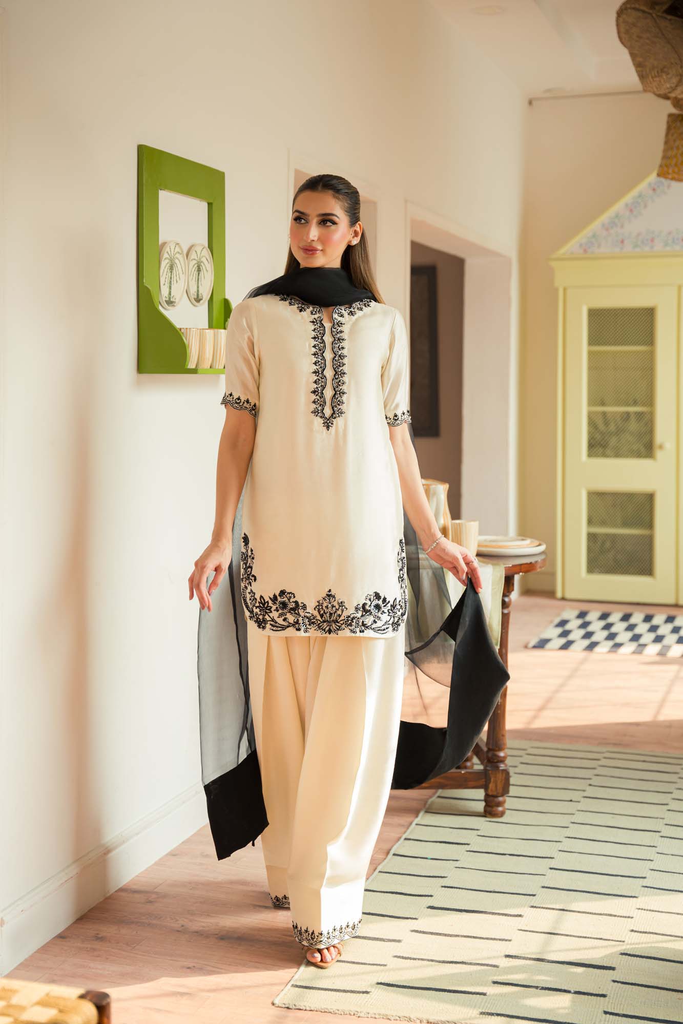 Sajal Ali - Noura Long Shirt, Trouser and Dupatta | FLAT 60% OFF