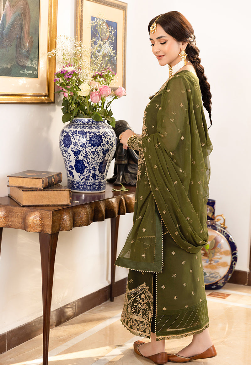 Yumna Zaidi - Meerub Shirt, Trouser and Dupatta - COD | 50% OFF