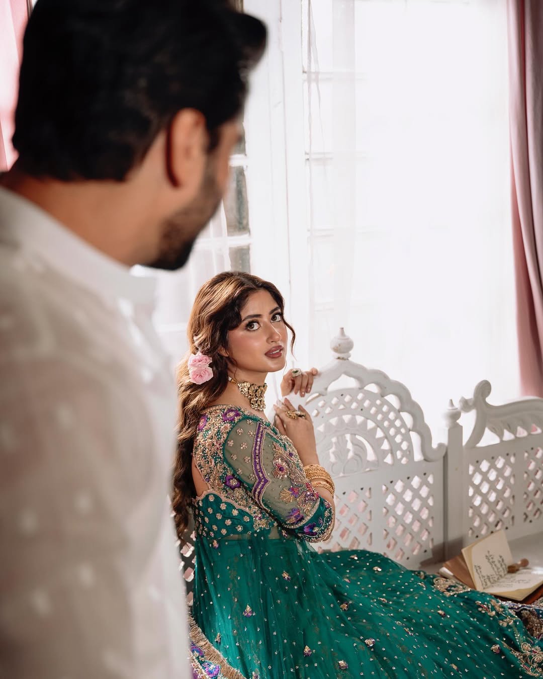 Sajal Ali Sea Green Kalidaar Lehenga with Dupatta | Reshmi Shirt | 65% OFF