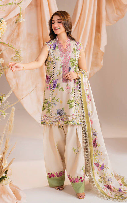 Kinza Hashmi - Blend floral viscose Shirt, Trouser and Dupatta set | 40% OFF