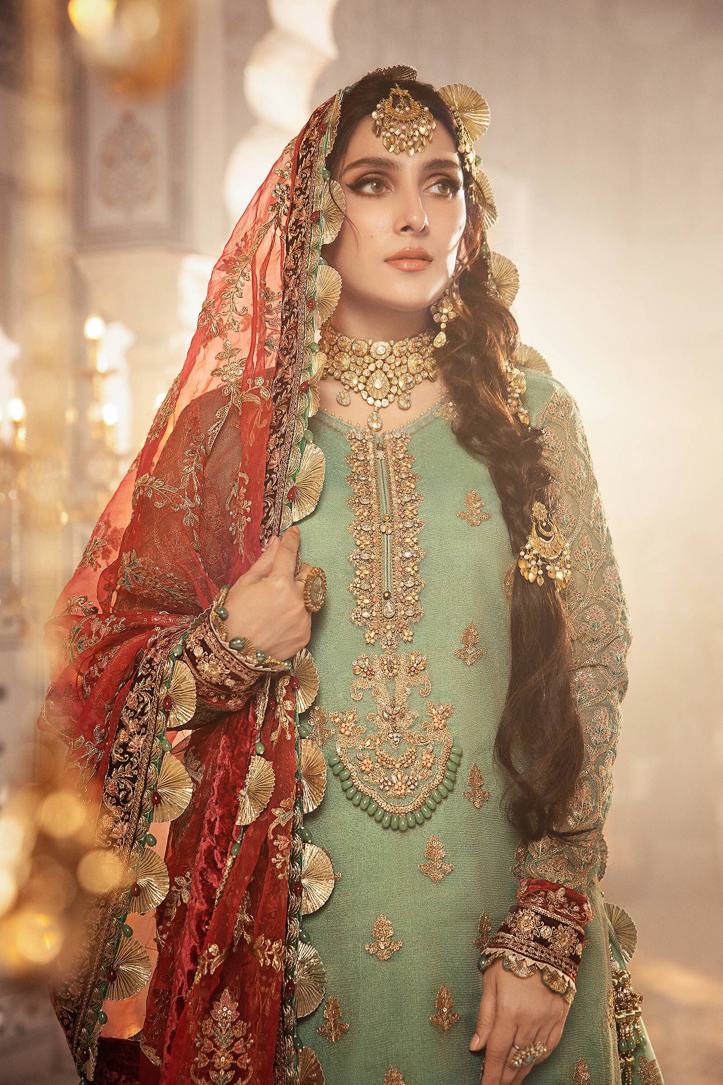 Ayeza Khan - Sur Shirt, Ghagra with Dupatta - COD | 50% OFF