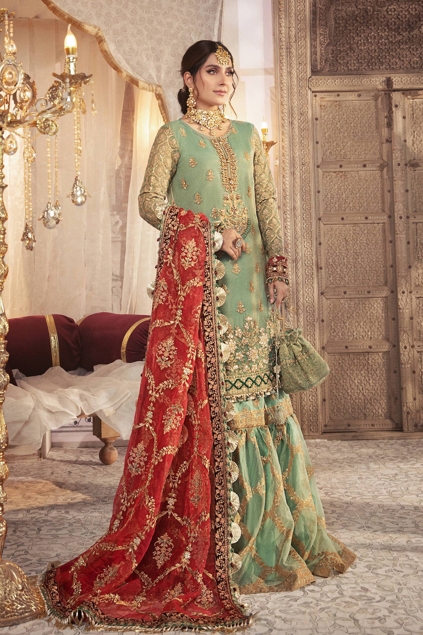 Ayeza Khan - Sur Shirt, Ghagra with Dupatta - COD | 50% OFF