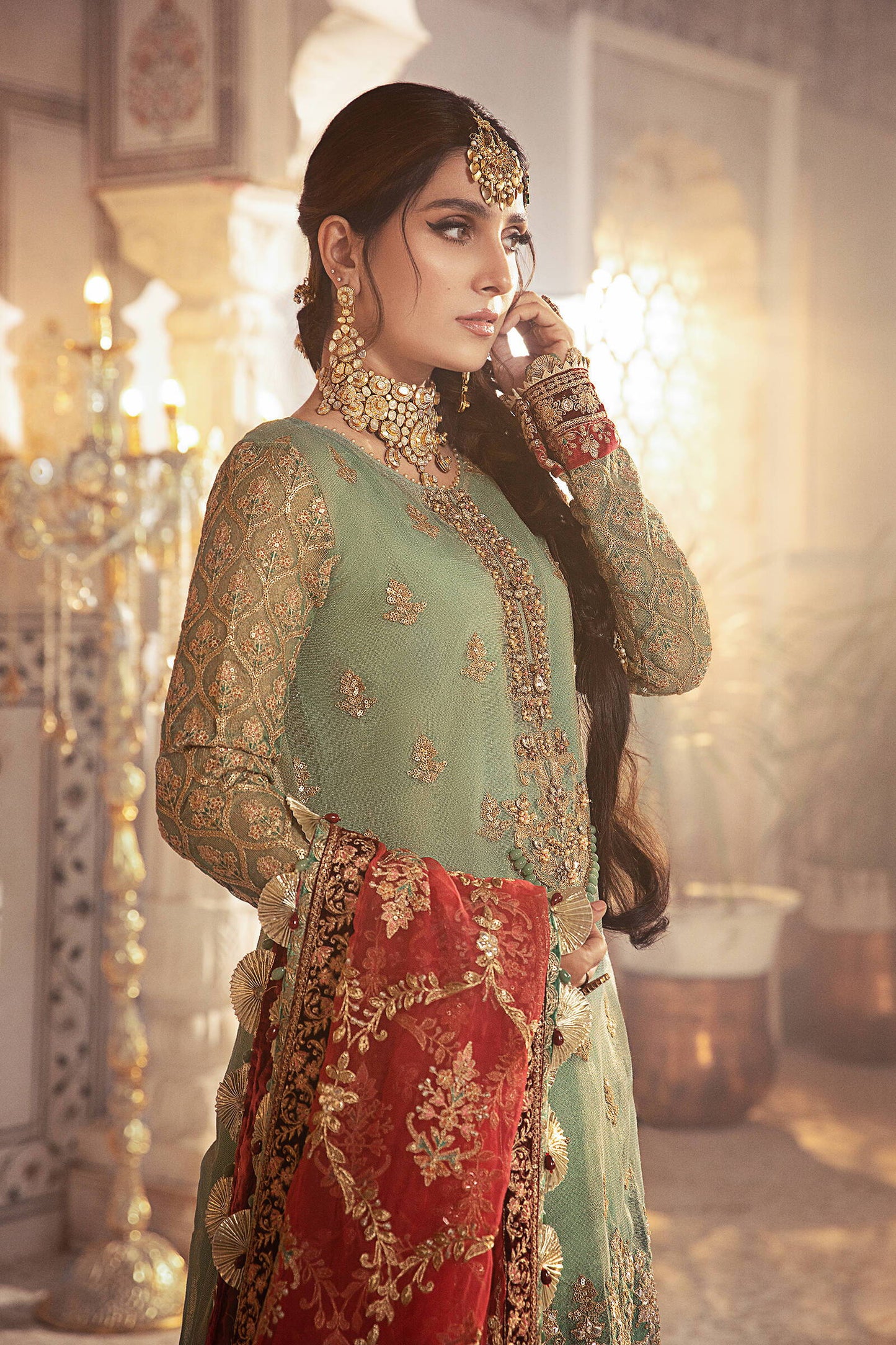 Ayeza Khan - Sur Shirt, Ghagra with Dupatta - COD | 50% OFF