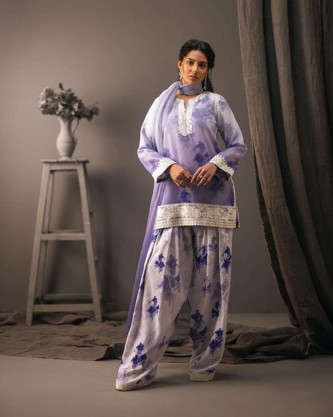 Embroidery Gradient Shirt, Trouser and Organza Dupatta | 50% OFF