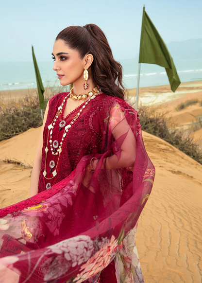 Maya Ali - Embroidery Pink Shirt, Trouser with Dupatta | COD | 20% OFF